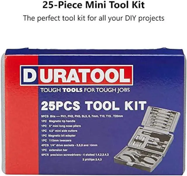 Alt view image 6 of 6 - Duratool BPSTL10406-D00197 D00197 25PC Mini Tool Kit Set