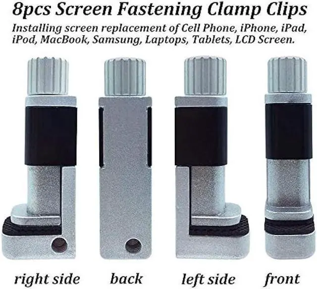 Alt view image 4 of 7 - 8pcs Phone Screen Repair Clamp with Protective Rubber Pad, Not Scratch on Screen, Adjustable Fastening Clamp Clip Compatible with iPad MacBook Tablet LCD iPhone Screen Replacement, Frame Clamp Tool