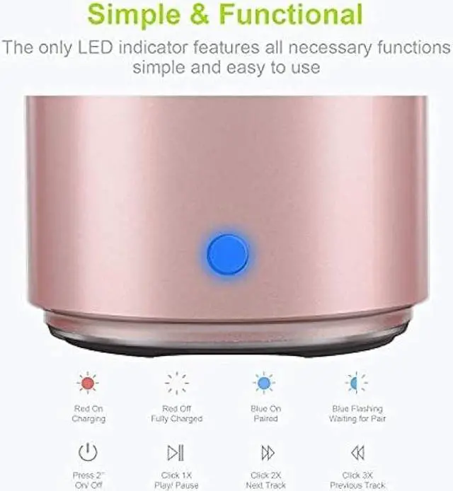 Alt view image 5 of 5 - EWA A106 Portable Mini Bluetooth Speaker, Enhanced Bass and High Definition Sound, Portable Design, for iPhone, iPad,Nexus,Laptops and More (Rosegold)