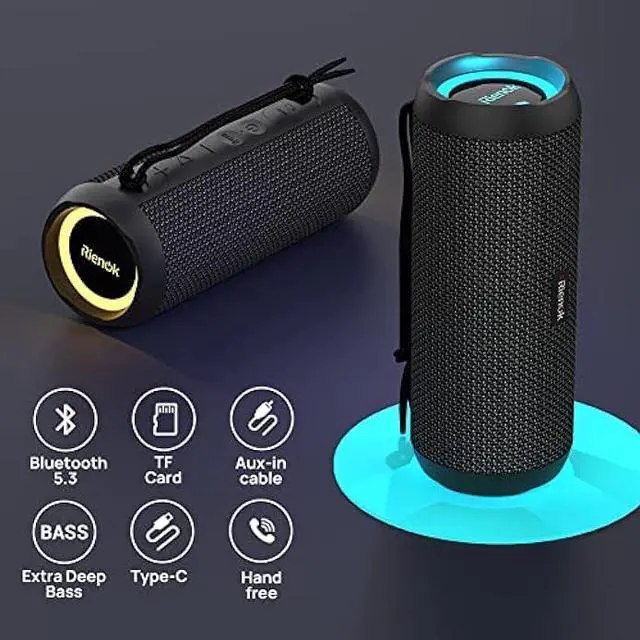 Alt view image 4 of 5 - RIENOK Portable Bluetooth Speaker 30W Dual Pairing True Wireless Stereo HD Sound IPX7 Waterproof Outdoor Sport Shower Wireless Speaker Bluetooth 5.3 for Home Party