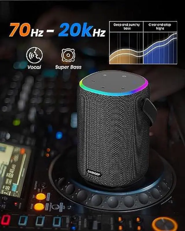 ZICOROOP Bluetooth Speakers,50W Portable Bluetooth Speaker with IPX7 Wireless Waterproof, Stereo Sound, Long-Lasting Battery,Handle,Crystal Clear,Rich Bluetooth Speaker with IPX7 Waterproof, 50W Portable Outdoor