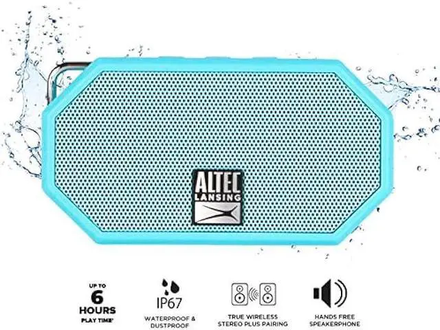 Alt view image 2 of 7 - Altec Lansing Mini H2O - Waterproof Bluetooth Speaker, IP67 Certified & Floats in Water, Compact & Portable Speaker for Hiking, Camping, Pool, and Beach,Aqua