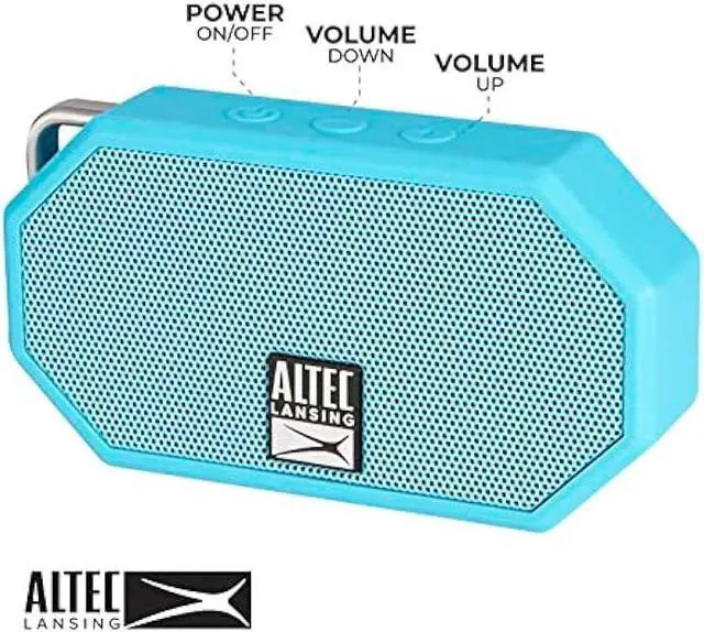 Alt view image 3 of 7 - Altec Lansing Mini H2O - Waterproof Bluetooth Speaker, IP67 Certified & Floats in Water, Compact & Portable Speaker for Hiking, Camping, Pool, and Beach,Aqua