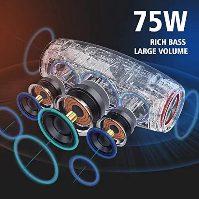 Alt view image 4 of 7 - Bluetooth Speakers,ZEALOT 75W Portable Bluetooth Speakers Loud with BassUp Technology,IPX6 Waterproof Outdoor Speaker with 14,400MAh Big Battery,50H Playtime,EQ,Stereo,Party, Beach Wireless Speaker (S
