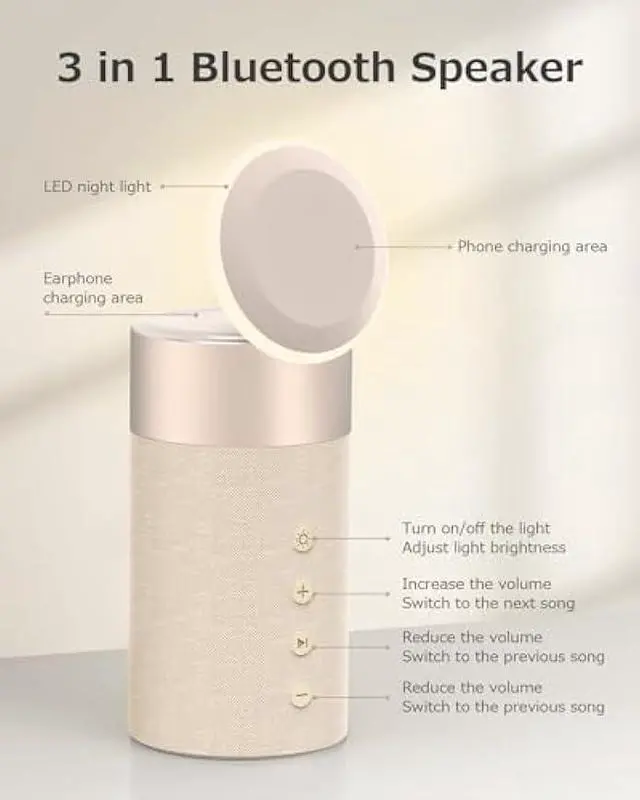 Alt view image 5 of 5 - COLSUR Bluetooth Speaker, Magnetic Wireless Charger, Bluetooth Speakers with Night Light, 2 in 1 Wireless Charging Station for iPhone 16/15/14/13/12 Series, AirPods Pro/3/2Gift Ideal