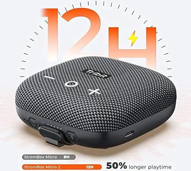 Alt view image 4 of 5 - Tribit StormBox Micro 2 Portable Speaker: 90dB Loud Sound Deep Bass IP67 Waterproof Small Speaker Built-in Strap, 12H Playtime Long Battery Powerbank for Outdoor Camping Biking, 120ft Bluetooth Range