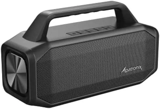 Main image of Alpatronix IPX6 Waterproof Stereo Bluetooth Speaker 80W (100W Max), Portable Wireless, 12000mAh Power Bank, Handsfree, Shockproof, TWS, Subwoofer, TF & Flash Card, NFC, AX600, Indoor & Outdoor  Black