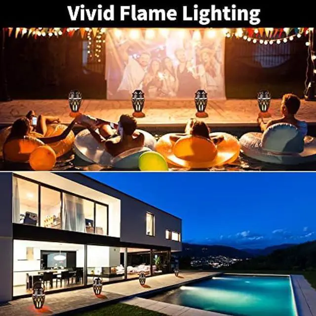 Alt view image 3 of 5 - Vanten 2 Packs Outdoor Bluetooth Speakers, Bluetooth 5.0 Led Flame Speaker, IPX5 Waterproof Flame Torch Atmosphere Speaker, Flame Lamp, Gifts for Men Women, Decorations for Party Garden Home Patio