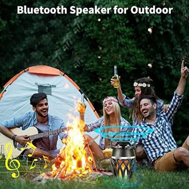 Alt view image 5 of 5 - Vanten 2 Packs Outdoor Bluetooth Speakers, Bluetooth 5.0 Led Flame Speaker, IPX5 Waterproof Flame Torch Atmosphere Speaker, Flame Lamp, Gifts for Men Women, Decorations for Party Garden Home Patio