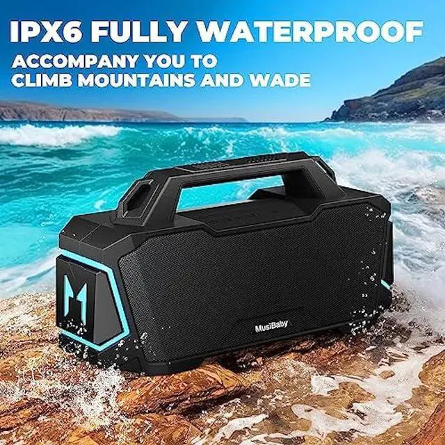 Alt view image 5 of 5 - Bluetooth Speaker,Musibaby M1 Portable Bluetooth Speakers:Loud Stereo Sound with Subwoofer,Deep Bass,IPX6 Waterproof,Wireless Speaker with BT5.3,Dual Pairing,24H+ Playtime for Outdoor,Beach(Blk)