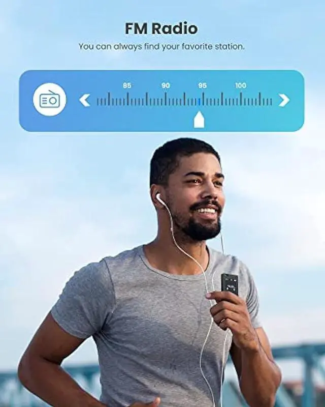 Alt view image 6 of 7 - 128GB MP3 Player, DODOSOUL Music Player with Bluetooth 5.2, Shuffle, Single Loop, FM Radio, Built-in HD Speaker, Voice Recorder, Mini Design, HiFi Sound, Ideal for Sport, Earphones Included