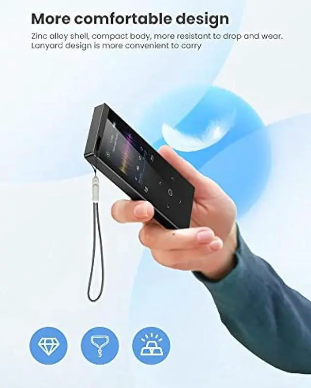Alt view image 7 of 7 - 128GB MP3 Player, DODOSOUL Music Player with Bluetooth 5.2, Shuffle, Single Loop, FM Radio, Built-in HD Speaker, Voice Recorder, Mini Design, HiFi Sound, Ideal for Sport, Earphones Included