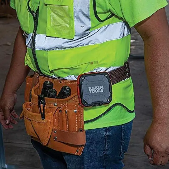 Alt view image 5 of 5 - Klein Tools AEPJS2 Bluetooth Speaker With Magnetic Strip and Hook, Rechargeable, Wireless and Aux Capable, Hands Free Capable, 10 Hr Run Time, IP54 Dust and Water Resistant