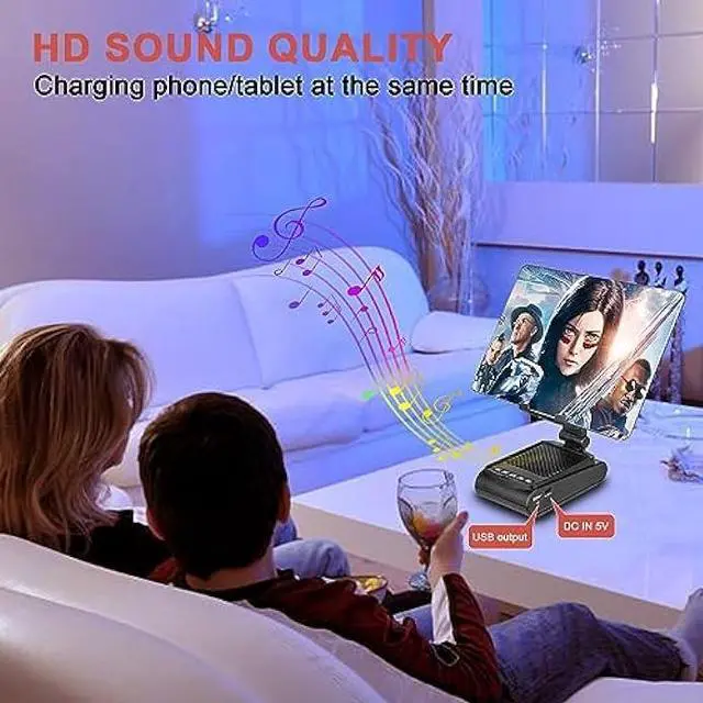 Alt view image 4 of 6 - Gifts for Men,Cell Phone Stand with Wireless Bluetooth Speaker HD Surround Sound Perfect for Home and Outdoors with Bluetooth Speaker for Desk Compatible with iPhone/ipad/Samsung Galaxy (Black)