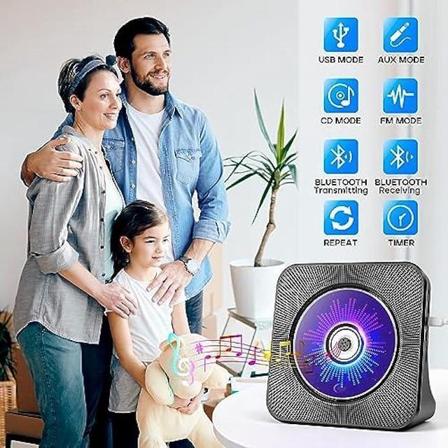 Reproductor de CD de escritorio con altavoces, reproductor de CD Bluetooth  ROADOM Home con sonido estéreo de alta fidelidad, control remoto