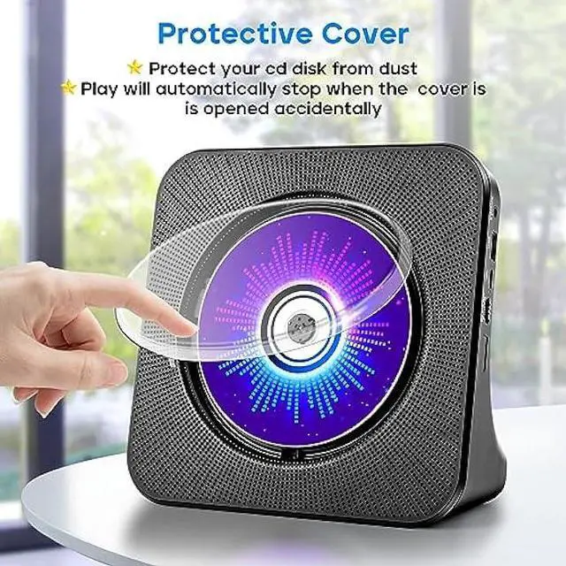 Alt view image 5 of 6 - Desktop CD Player with Speakers, ROADOM CD Players for Home, Portable CD Player with Bluetooth Hi-Fi Stereo Sound,Remote Control,Supports CD/Bluetooth/FM Radio/U Disk/AUX/Timer/Repeat,Black