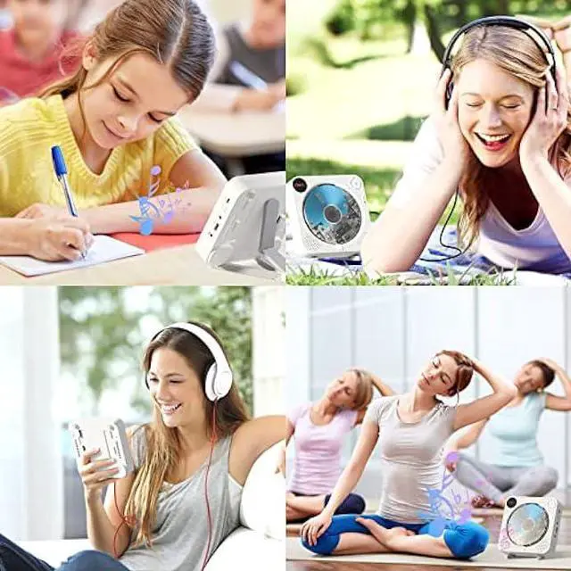 Alt view image 6 of 6 - CD Player Portable, Bluetooth CD Player with Speakers Wall CD Player for Home Rechargeable with Remote Control FM Radio Digital Screen Headphone Jack, Portable CD Player for Car Support AUX USB