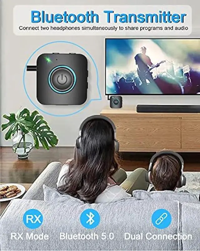 Alt view image 6 of 6 - Bluetooth Transmitter Receiver, LAICOMEIN 2-in-1 V5.0 Bluetooth Adapter, Wireless Transmitter for TV PC MP3 Gym Airplane, Bluetooth Receiver for Speakers Headphones