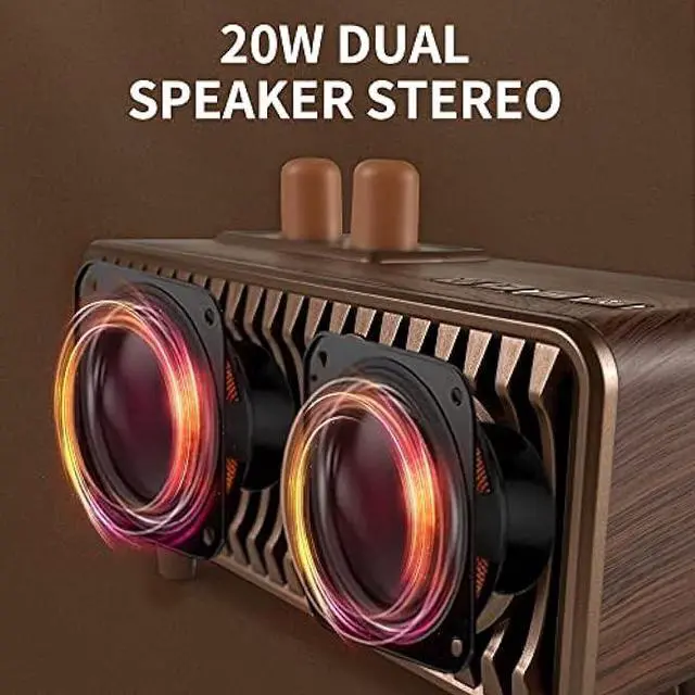 Alt view image 5 of 5 - CYBORIS Retro Bluetooth Speaker, Vintage Radio Walnut Wood Rotary FM Radio 20W Dual Speakers Stereo,with U Disk/TF Card/Aux Music Player Function,Portable Wireless Speakers for Home, Office Decor