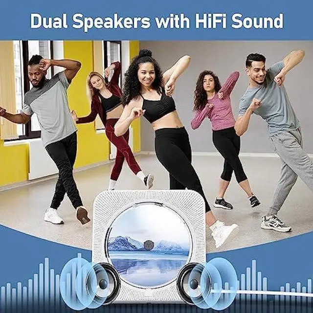 Alt view image 2 of 6 - ZYOKATA CD Player Portable Bluetooth 5.1 Desktop CD Player with HiFi Sound Speakers,Remote Control,Dust Cover,LED Display,Boombox FM Radio,USB/AUX for Home,Gift,Kids (KC718 White)