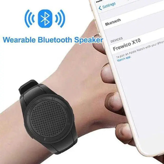 Alt view image 2 of 5 - Frewico Wearable Portable Waterproof Bluetooth Speaker Watch X10 Clip Speaker MP3 Player Handsfree Cear Call Speakerphone,TWS,SD Card Slot,Selfie for Working, Running, Cycling(Black)