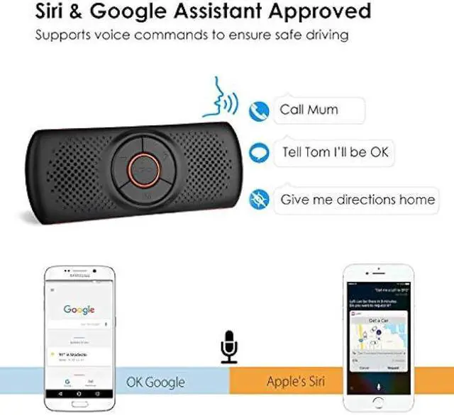 Alt view image 2 of 5 - Bluetooth Handsfree Speakerphone for Cell Phone, Wireless Car Kit Music Player Adapter with Back-Clip Portable Bluetooth Speaker for Home/Sport/Outdoor, Work with Siri/Google Assistant/TF Card