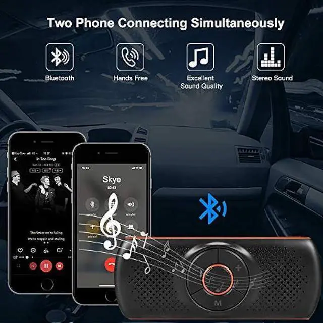 Alt view image 4 of 5 - Bluetooth Handsfree Speakerphone for Cell Phone, Wireless Car Kit Music Player Adapter with Back-Clip Portable Bluetooth Speaker for Home/Sport/Outdoor, Work with Siri/Google Assistant/TF Card