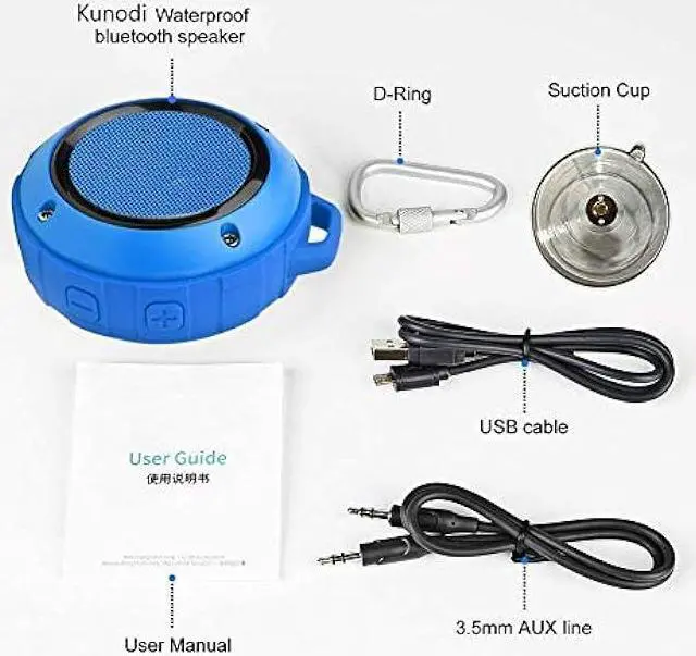 Alt view image 7 of 7 - Kunodi Bluetooth Shower Speaker with IPX7 Waterproof, Dynamic Lights, Crisp Clear Sound, True Wireless Stereo, Clip Portable for Pool Beach Boat Kayak Float Golf