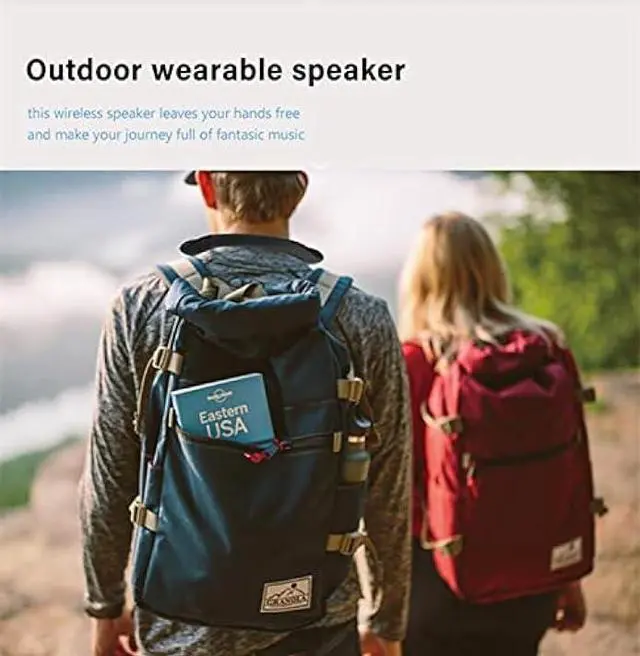 Alt view image 6 of 6 - VANPEUSO Neckband Bluetooth Speaker, Bluetooth 5.0, Built-in mic, 10H Playtime, Portable Wireless Wearable Speaker, True 3D Stereo Surround Sound, Ideal for Home&Outdoors