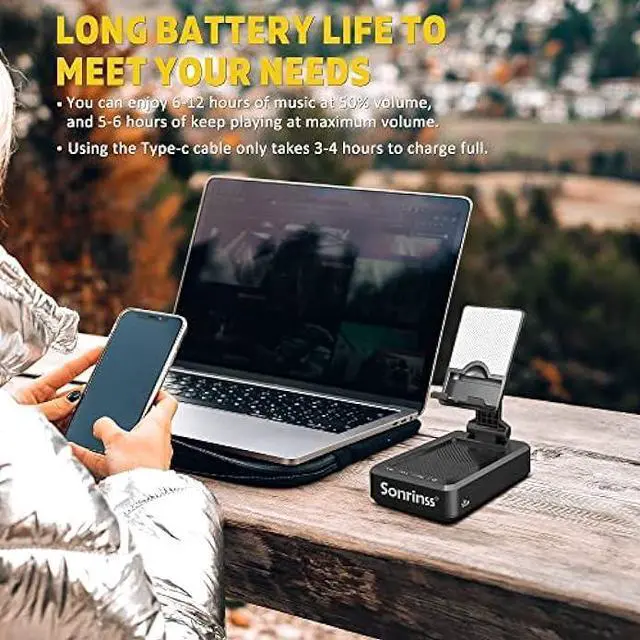 Alt view image 2 of 6 - Cell Phone Stand with Wireless Bluetooth Speaker Compatible for Any Smartphones,Anti-Slip Design Phone Holder with HD Surround Sound Bluetooth Speaker for Home,Office,Outdoor