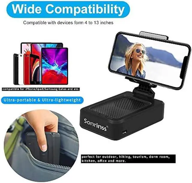 Alt view image 5 of 6 - Cell Phone Stand with Wireless Bluetooth Speaker Compatible for Any Smartphones,Anti-Slip Design Phone Holder with HD Surround Sound Bluetooth Speaker for Home,Office,Outdoor