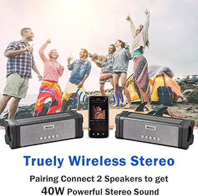Alt view image 4 of 5 - ABFOCE Solar Bluetooth Speaker,IPX7 Waterproof Speaker 20W Rich Bass,with 27 LEDs Lights TWS Wireless Speaker Bluetooth Portable, 5000mAh Power Bank,Mic,TF Card,for Outdoor Shower Home Patio-Black