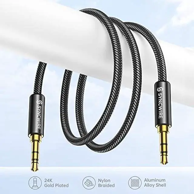 Alt view image 4 of 7 - Syncwire 3.5mm Nylon Braided Aux Cable (32.8ft/10m, Hi-Fi Sound), Audio Auxiliary Input Adapter Male to Male AUX Cord for Headphones, Car, Home Stereo, Speaker, iPhone, iPad, iPod, Echo & More - Black