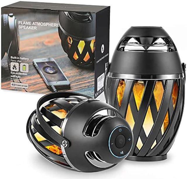 INSSISAIN Outdoor Bluetooth Speakers 2 Pack, Wireless Waterproof Speakers,  Gifts for Women Men Mom Dad, Torch Ambient Light, LED Flame Speaker, Dual 