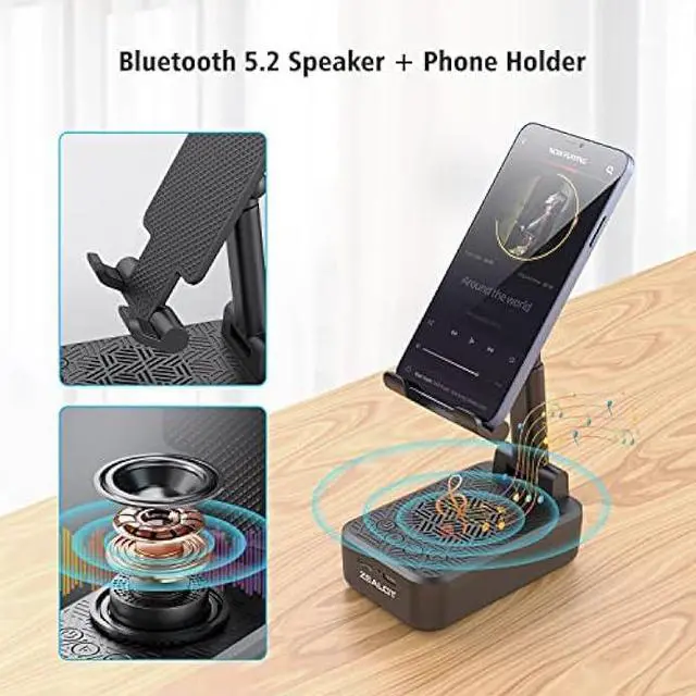 Alt view image 2 of 5 - Bluetooth Speakers with Cell Phone Stand, ZEALOT Wireless Speaker, Wireless Speaker,Outdoor,Portable with Phone Stand,HD Surround Sound,Anti-Slip Phone Holde,Compatible with iPhone/iPad/Samsung Galaxy