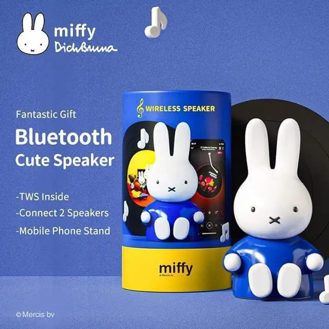 Alt view image 2 of 7 - Miffy Portable Bluetooth Speakers, Cute Portable Wireless Speakers with Loud Stereo Sound, Built-in Mic, TF-Card Slot, Dual Pairing,40H Playtime for Room, Desk Decor, for her (Blue)