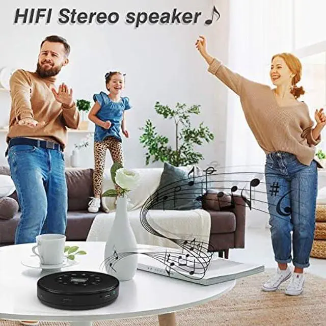 Alt view image 4 of 6 - Lukasa Portable Bluetooth CD Player Built-in Speaker Stereo, Personal MP3 Players Rechargeable Compact Car Disc CD Music Player USB Play Anti-Shock Protection (Black)