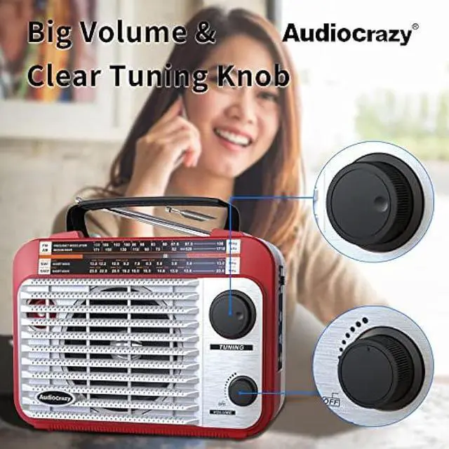 Alt view image 2 of 6 - AM/FM/SW1-2 Radio Shortwave Transistor Radio AC or Battery Operated with Best Reception Big Speaker and Precise Tuning Knob with AUX in & 3.5mm Earphone Jack