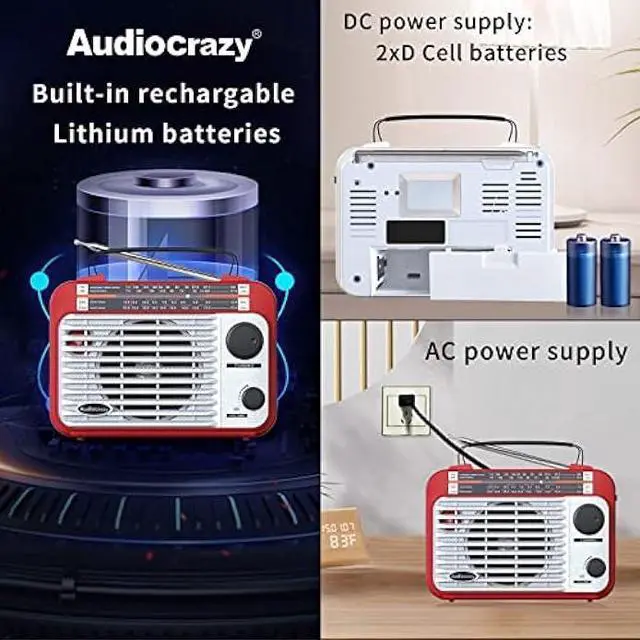 Alt view image 5 of 6 - AM/FM/SW1-2 Radio Shortwave Transistor Radio AC or Battery Operated with Best Reception Big Speaker and Precise Tuning Knob with AUX in & 3.5mm Earphone Jack