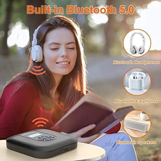 Alt view image 2 of 6 - CD Player Portable, MONODEAL Bluetooth CD Player with Speakers and FM Transmitter, Rechargeable 1800mAh CD Player for Car and Home with LED Screen