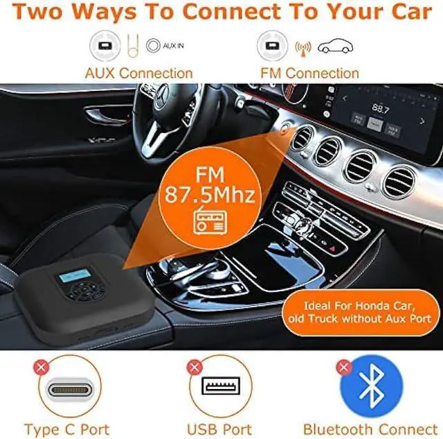 Alt view image 3 of 6 - CD Player Portable, MONODEAL Bluetooth CD Player with Speakers and FM Transmitter, Rechargeable 1800mAh CD Player for Car and Home with LED Screen