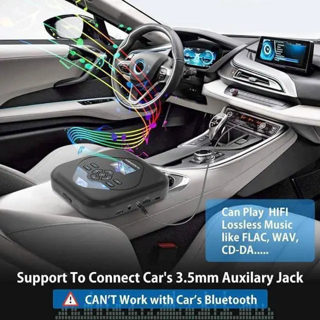Alt view image 3 of 5 - MONODEAL CD Player Portable,Bluetooth CD Player with Speakers,Rechargeable Walkman CD Player for Car and Home,Small Anti-Skip CD Player with Dual Headphone Jacks,WAV/FLAC/MP3/CD Compatible