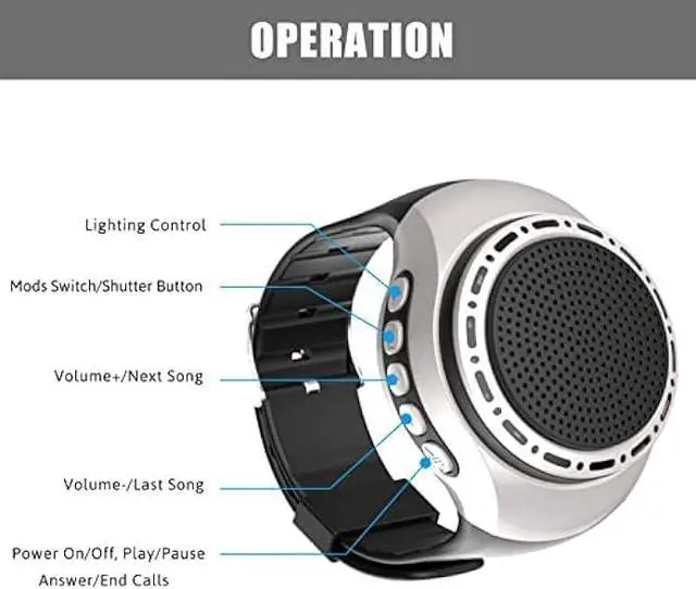 Alt view image 3 of 6 - Wireless Wearable Waterproof Wrist Portable Bluetooth Speaker Watch with Multi Function FM Radio & MP3 Player & TWS & Selfie & Ultra Long Standby Time for Running, Hiking, RidingSilver