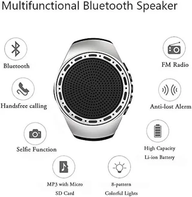 Alt view image 2 of 6 - Wireless Wearable Waterproof Wrist Portable Bluetooth Speaker Watch with Multi Function FM Radio & MP3 Player & TWS & Selfie & Ultra Long Standby Time for Running, Hiking, RidingSilver