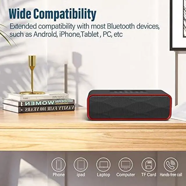 Alt view image 3 of 6 - Portable Wireless Bluetooth Stereo Speaker with Powerful Sound 10W Acoustic Drivers Built-in Mic FM Radio Micro SD Card USB AUX-in Slot for Smartphone, PC, MP3 and More