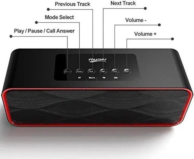 Alt view image 5 of 6 - Portable Wireless Bluetooth Stereo Speaker with Powerful Sound 10W Acoustic Drivers Built-in Mic FM Radio Micro SD Card USB AUX-in Slot for Smartphone, PC, MP3 and More