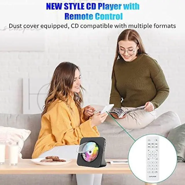 Alt view image 2 of 6 - Gueray Portable CD Player, Bluetooth CD Kpop Player for Desktop with HiFi Sound Speaker, FM Radio CD Music Player for Home with Remote Control, Dust Cover, LED Screen, Support AUX/USB, Headphone Jack
