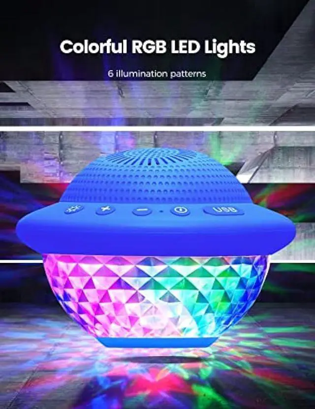 Alt view image 4 of 7 - Floating Pool Speaker with Colorful LED Lights, IPX7 Waterproof Hot Tub Bluetooth Speakers, 10W Stereo Loud Sound, Built-in Mic,Bluetooth 5.3 Portable Wireless Speaker for Shower Bathtub Outdoor Swim