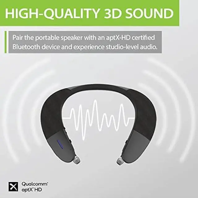 Alt view image 2 of 6 - Avantree Torus Wearable Wireless Neck Speaker, Bluetooth 5.0, aptX HD, Low Latency, Personal Neckband Speakers with Retractable Earbuds, Superb Audio Quality, 3D Surround Stereo for Music TV (NB05)