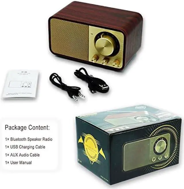 Alt view image 7 of 7 - BentMax FM Radio with Bluetooth Retro Bluetooth Speaker Vintage Radio with SD/USB Memory Music Player Function, Wireless Streaming from Smartphone, 10 Hours Playback (Walnut)